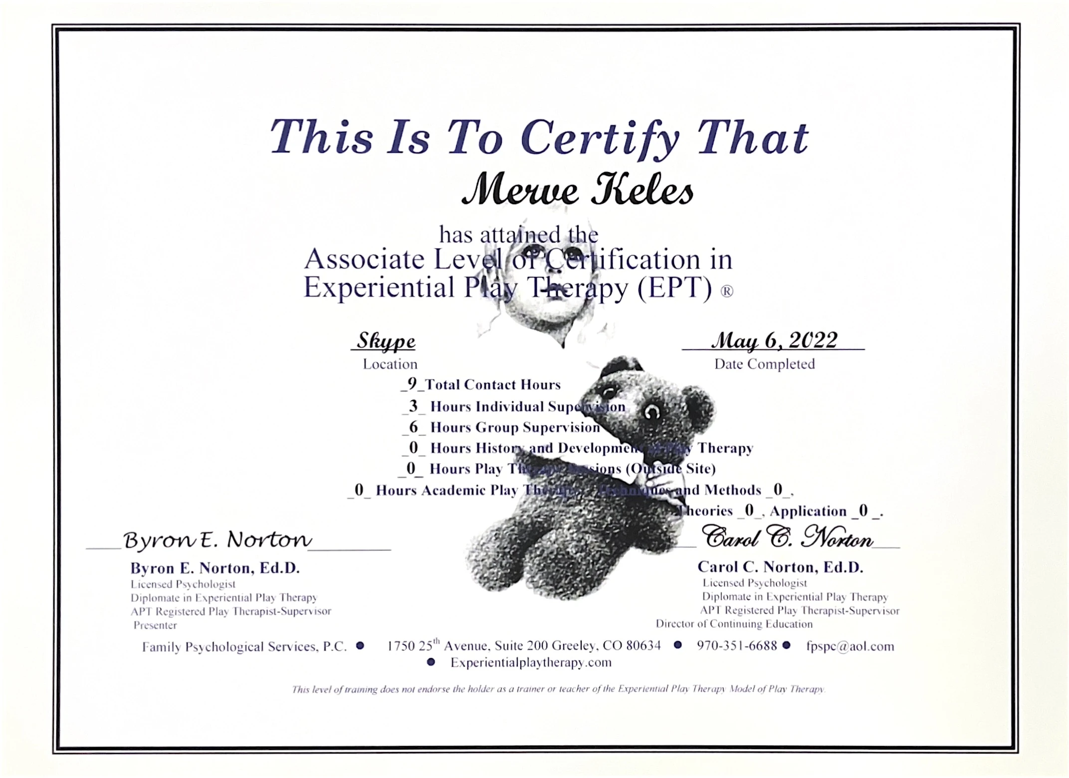 Deneyimsel Oyun Terapisi EPT Associate Seviye Uygulayıcı Sertifikası 2022