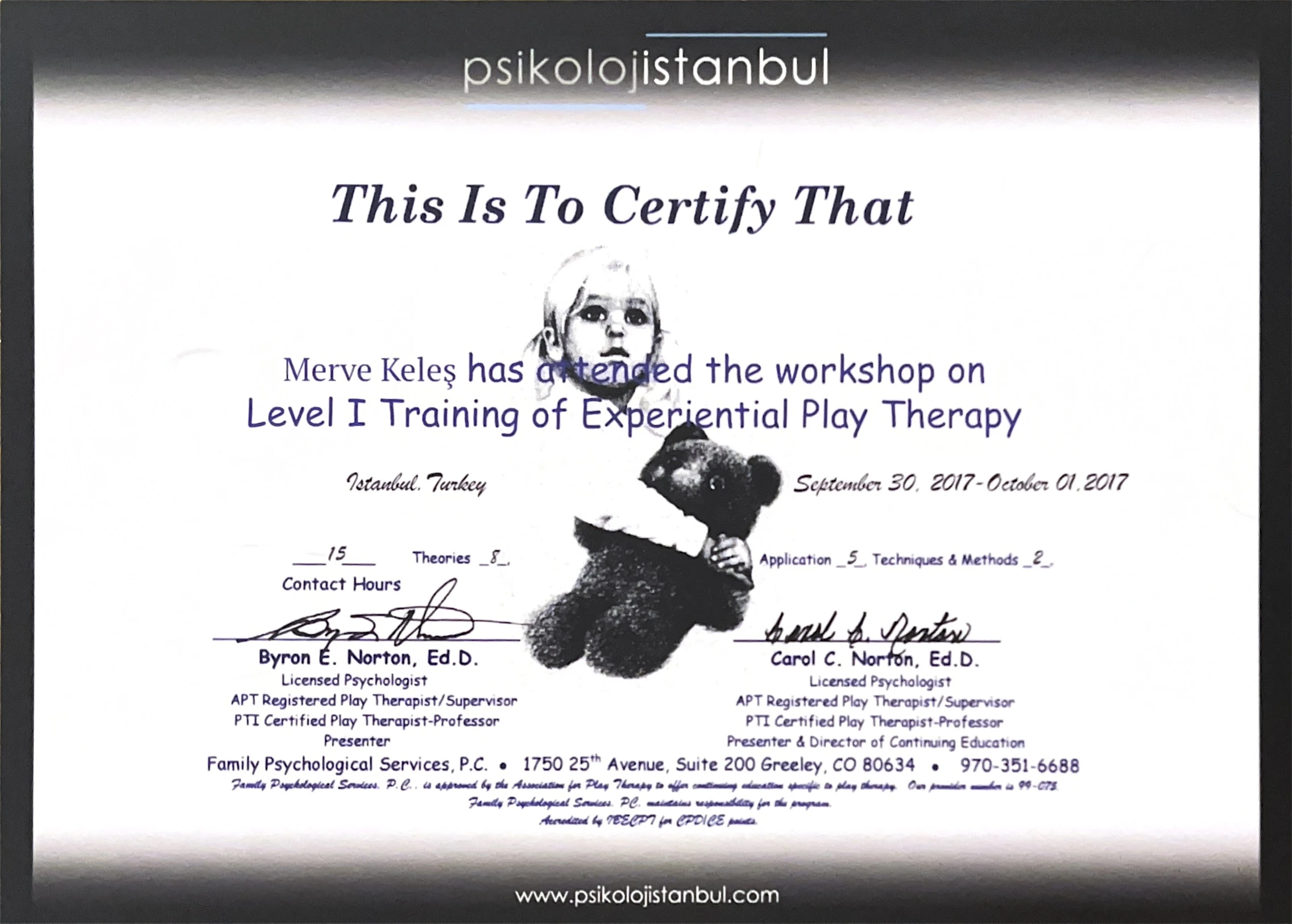 Deneyimsel Oyun Terapisi EPT Level I Eğitimi Sertifikası Psikoloji İstanbul 2017